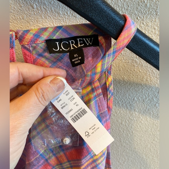 NWT J. Crew Amber Linen Top in Sunset Linen Plaid Sz XL MSRP $79.50 - Picture 7 of 9